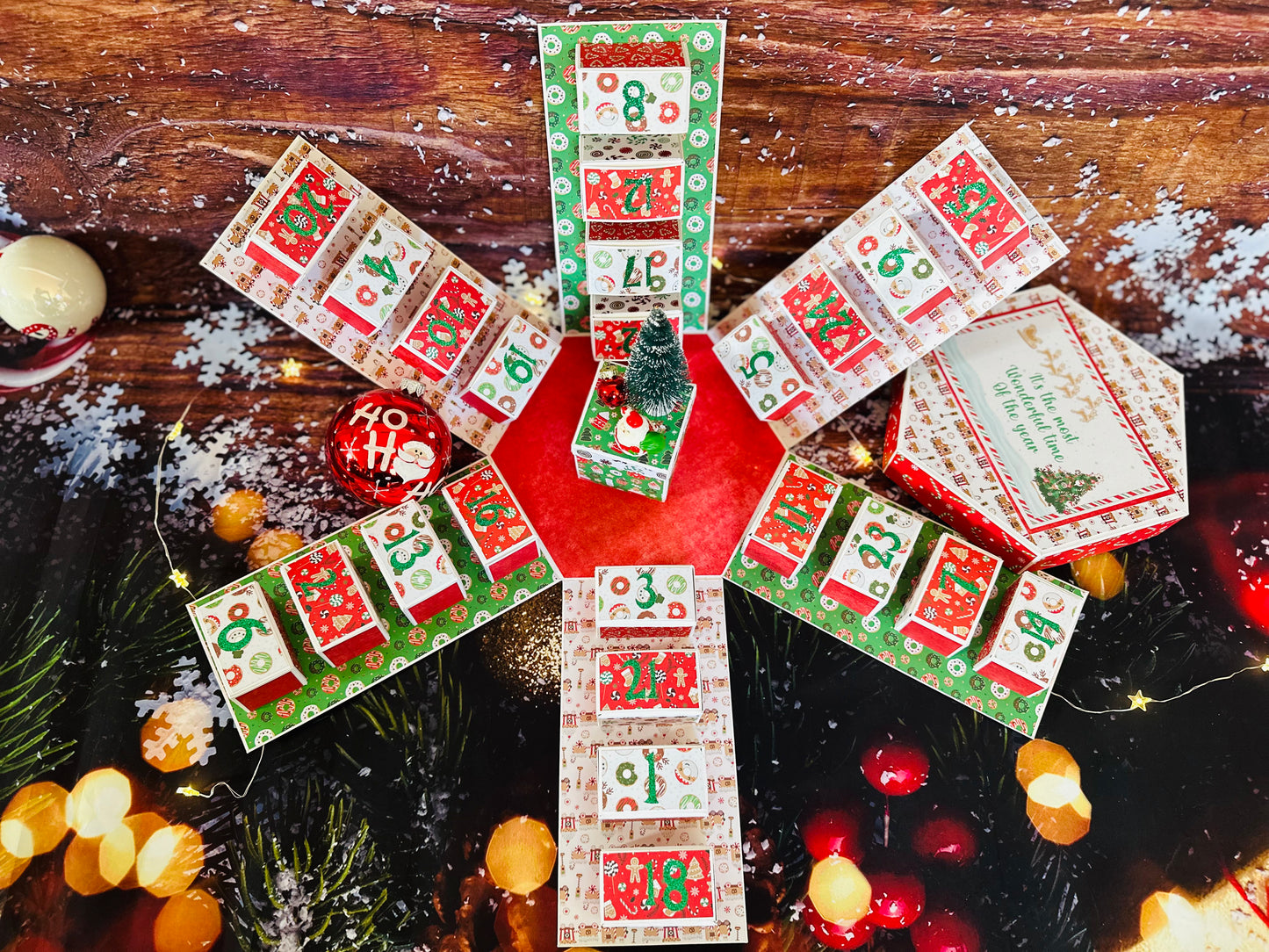 Calendrier de l'Avent boite hexagonal "Petit Lutin"
